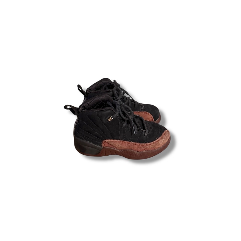Nike Air Jordan 12 A Ma Maniere Kids Sneakers Size‎ 11C Black Brown Suede Retro